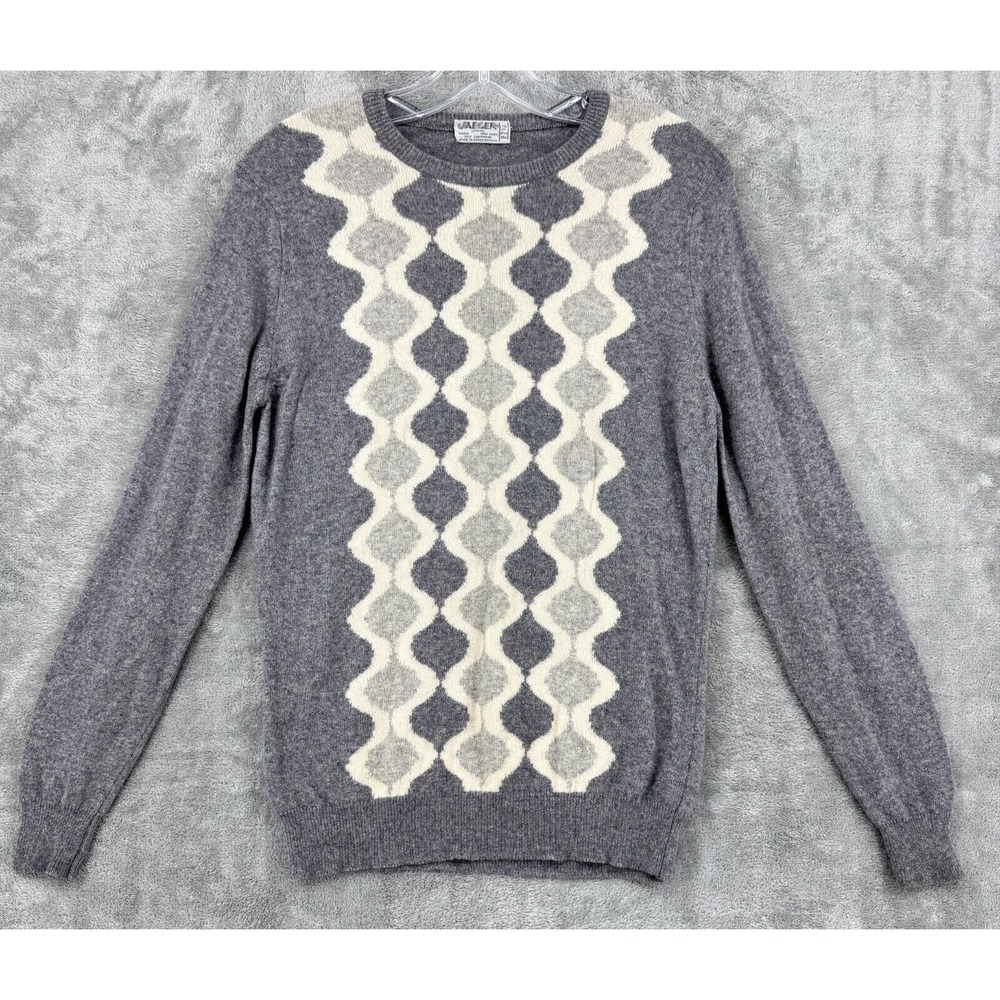 Vintage Jaeger Sweater Womens Medium Cashmere Lightweight Knit Abstract Preppy